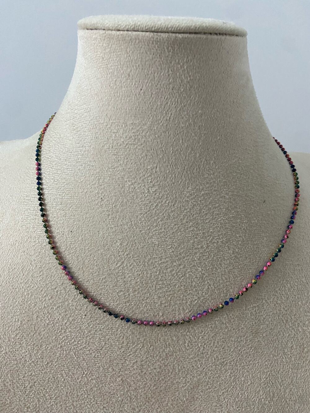 Rainbow ball chain necklace